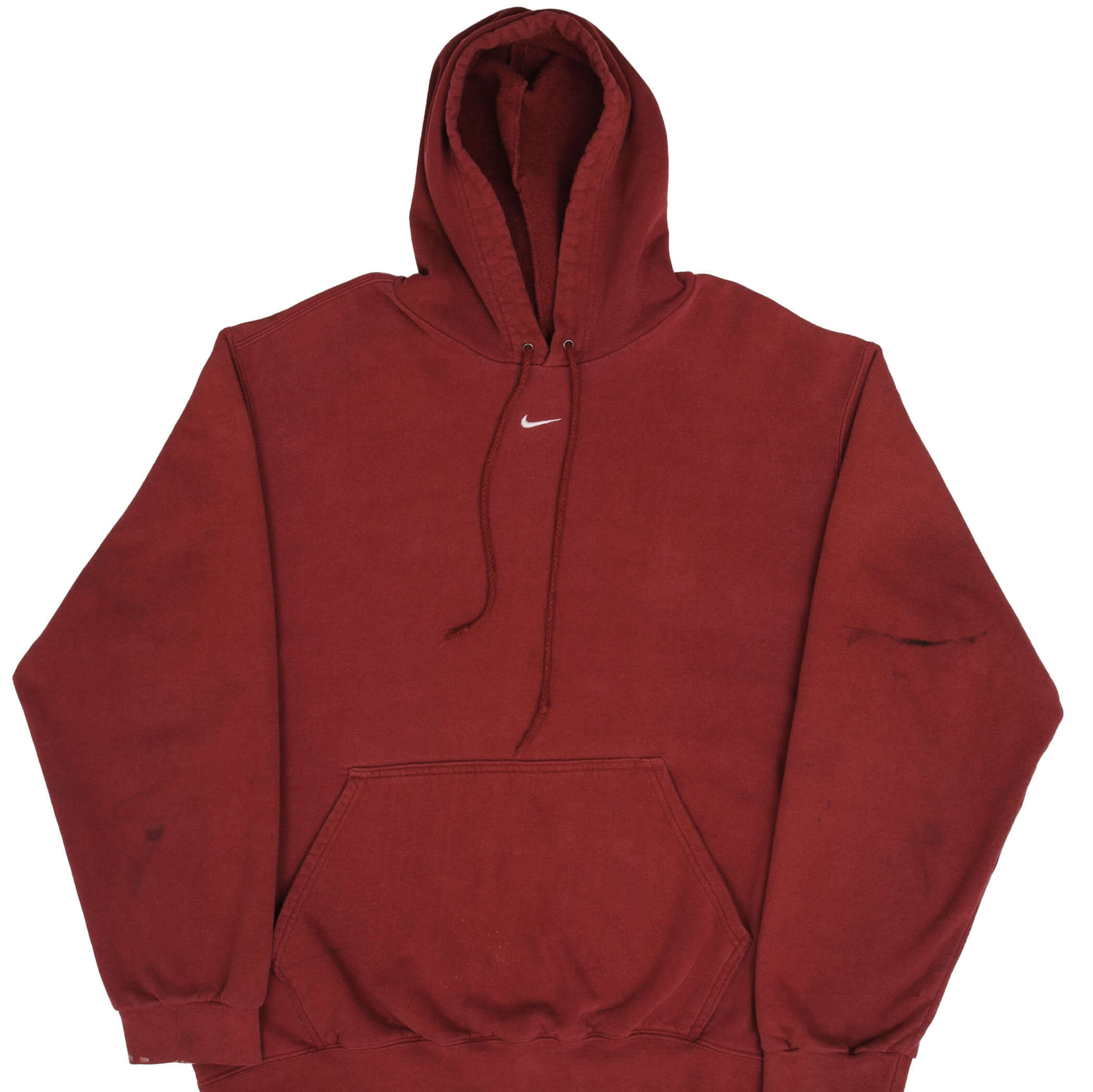 VINTAGE NIKE MIDDLE SWOOSH TRAVIS SCOTT BURGUNDY HOODIE SWEATSHIRT 2000S SIZE XL