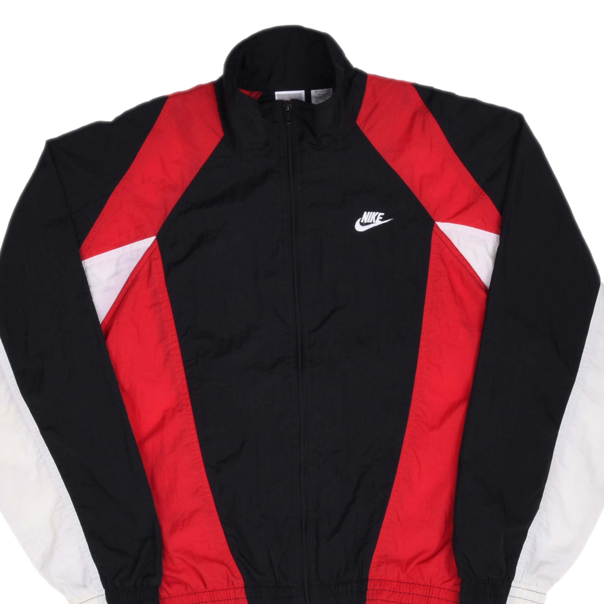 VINTAGE NIKE CLASSIC SWOOSH BLACK RED WINDBREAKER JACKET 1980S SIZE MEDIUM