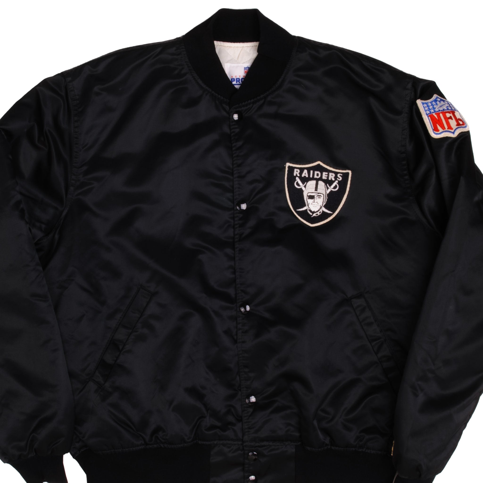90's Los Angeles Raiders Starter Satin NFL Bomber Jacket Size Medium – Rare  VNTG