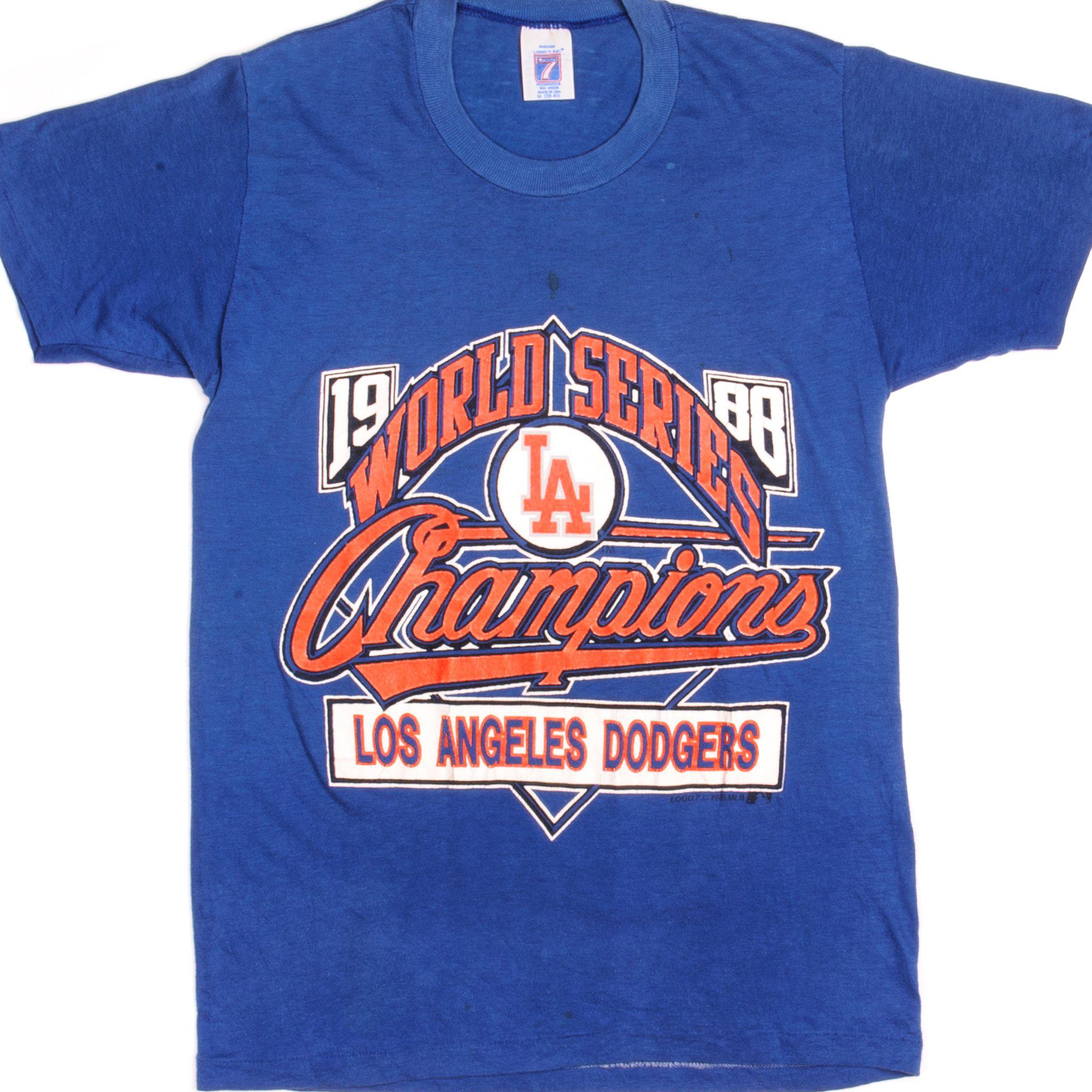 Dodgers World Series Champs 1988 T-Shirt from Homage. | Royal Blue | Vintage Apparel from Homage.