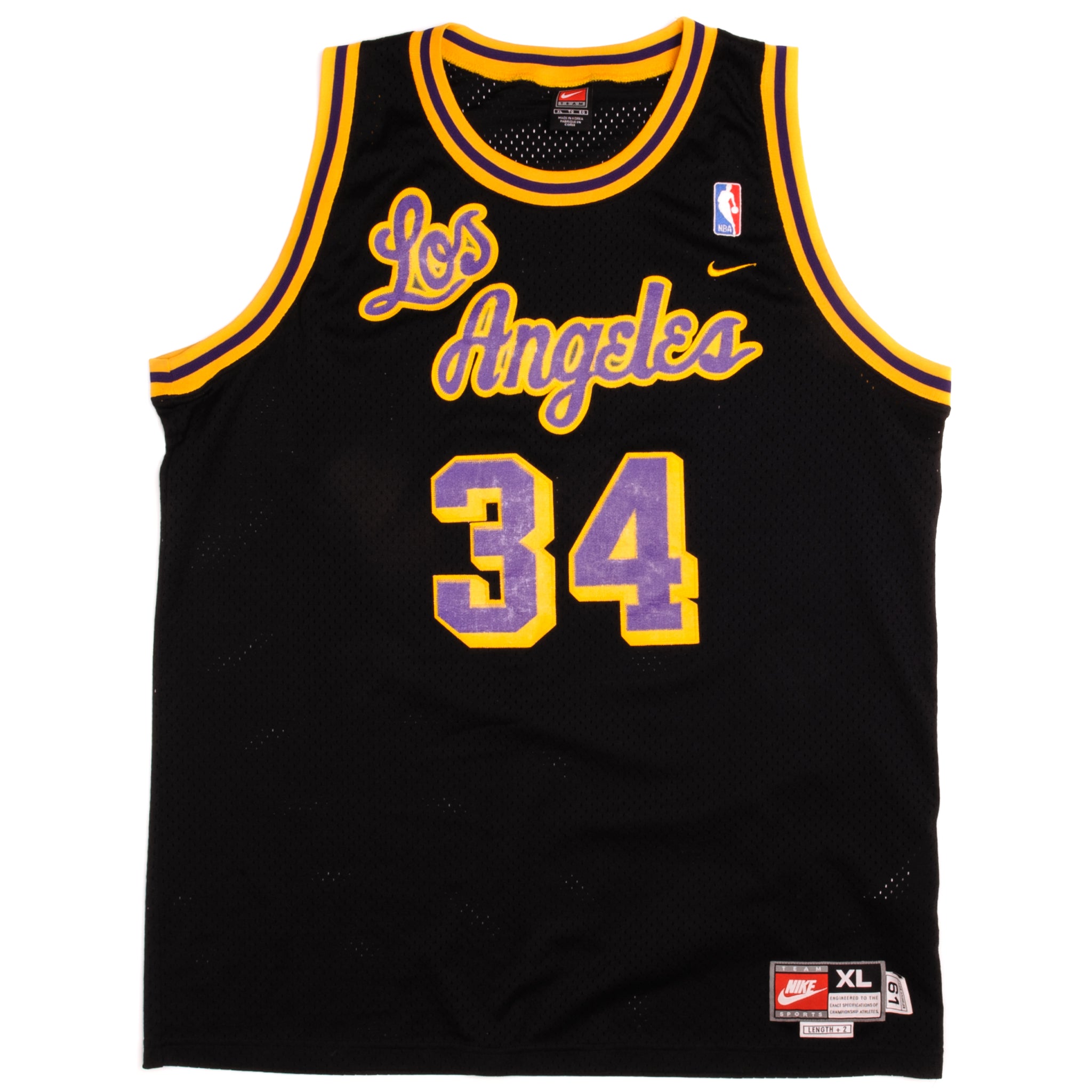 Lakers #34 #Shaquille O'Neal Yellow Throwback #StitchedNBAJersey
