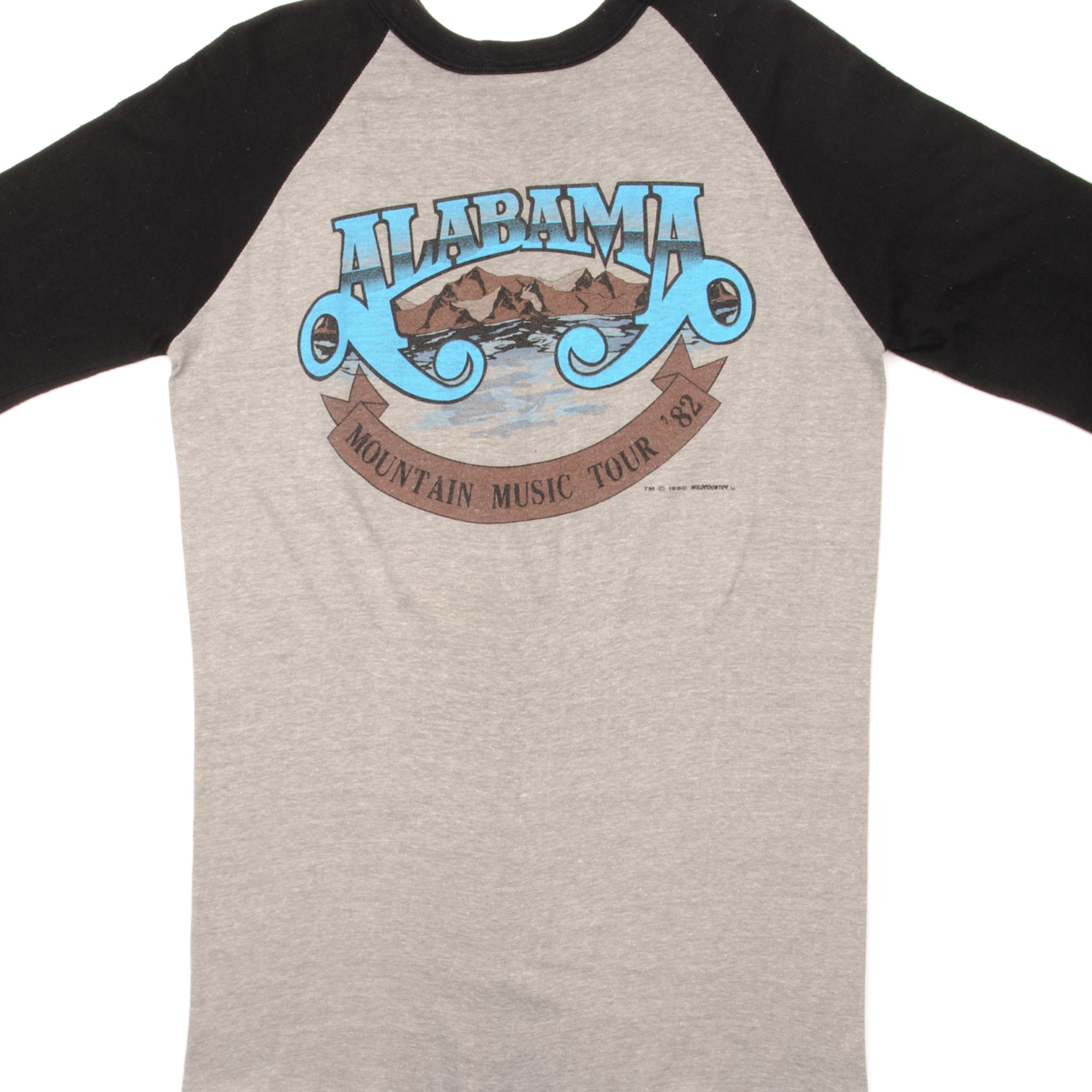 VINTAGE ALABAMA MOUNTAIN MUSIC TOUR RAGLAN TEE SHIRT 1982 SIZE SMALL MADE  IN USA