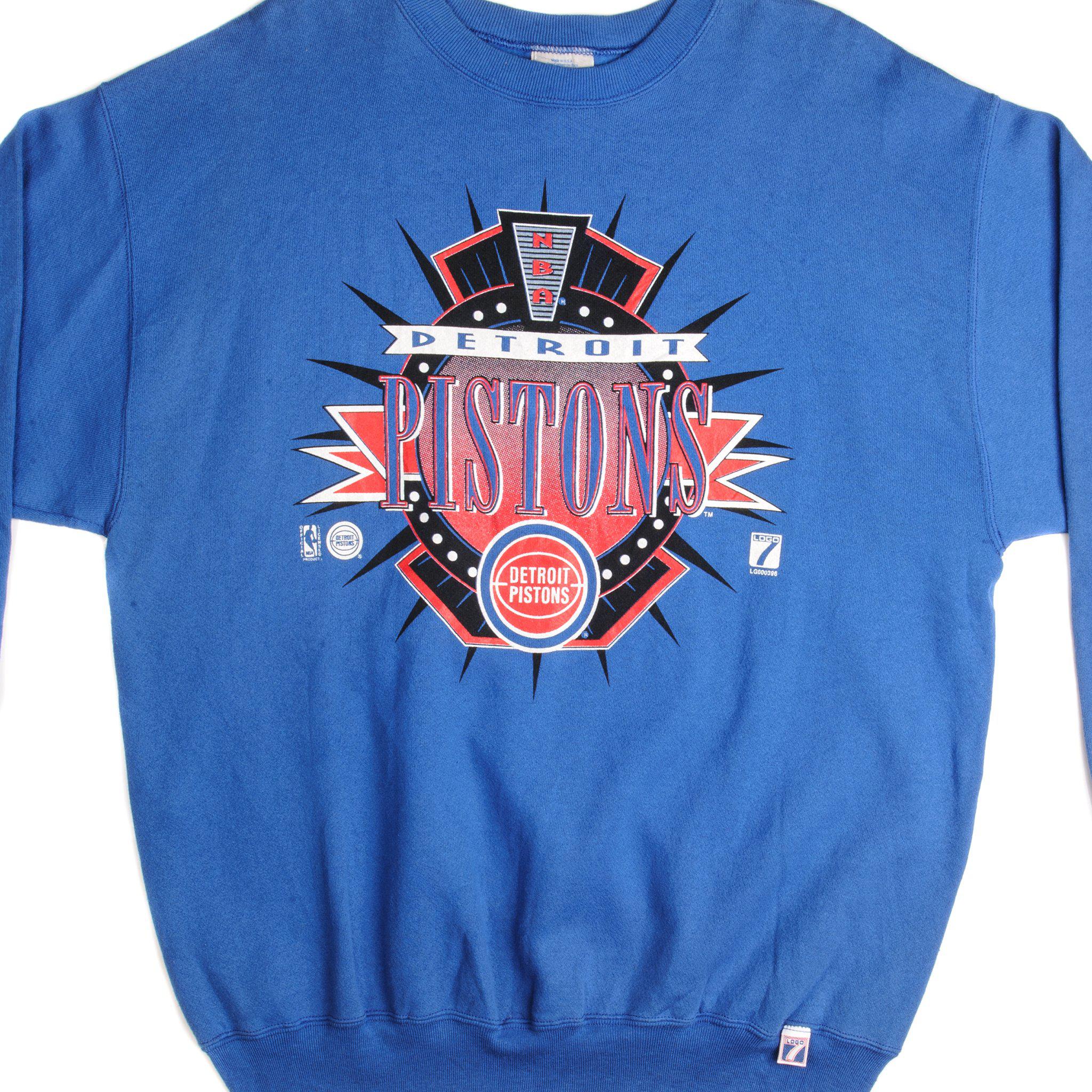 Vintage Detroit Pistons Basketball Sweatshirt Jostens USA Blue Size Large  NBA