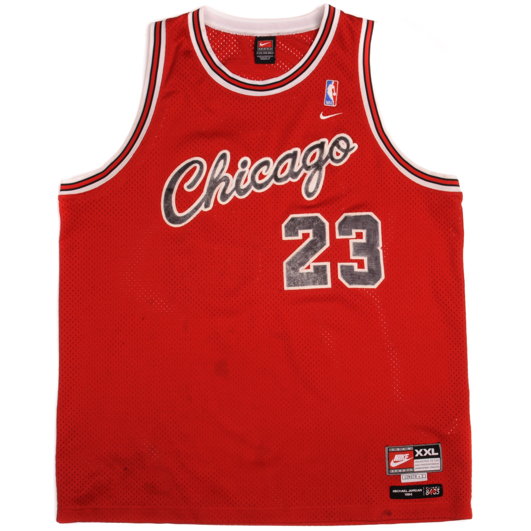 MICHAEL JORDAN CHICAGO BULLS #23 RED LETTERS WHITE Champion NBA
