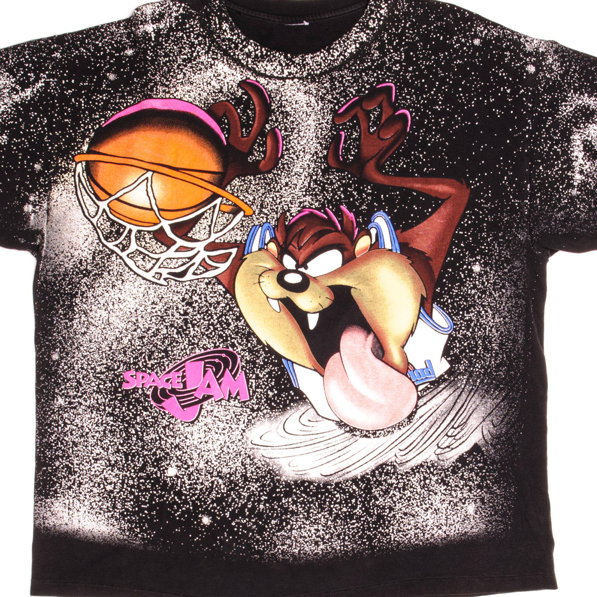 VINTAGE ALL OVER PRINT TAZ LOONEY TUNES SPACE JAM TEE SHIRT 1990s SIZE 2XL