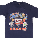 Vintage Mlb Atlanta Braves National League Champions 1991 Tee Shirt Medium Made In Usa With Single Stitch Sleeves