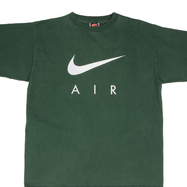 Vintage Nike Air Big Swoosh Green Tee Shirt 1990S Size Large