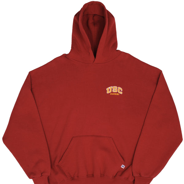 Vintage USC Russell Red Hoodie Sweatshirt 1990S Size 2XL