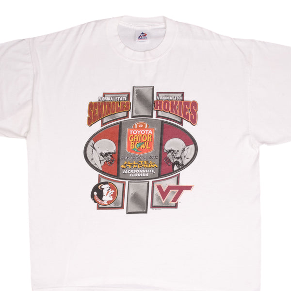 Vintage Fsu Seminoles Vs Virginia Tech Hokies Gator Bowl 2002 Tee Shirt Size 2XL