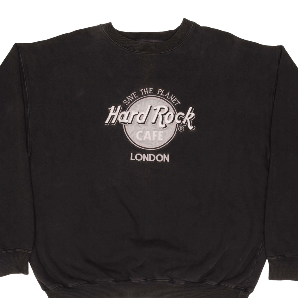 Vintage Hard shops Rock Cafe London Crewneck Sweatshirt Black Size Large