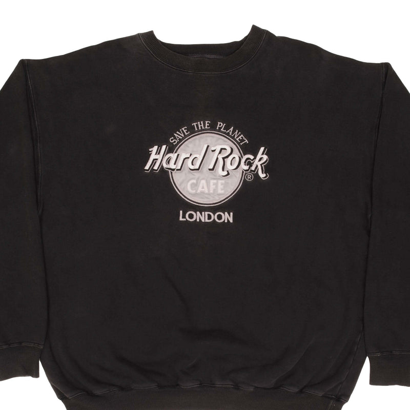 Vintage Hard Rock Cafe Save The Planet London Black Sweatshirt 1990S Size XL