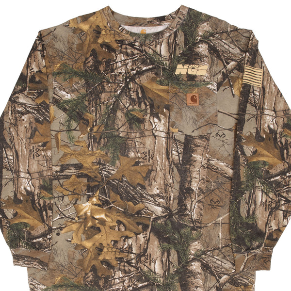 Vintage Carhartt Hunting Realtree Xtra Camo Long Sleeve Pocket Tee Shirt Size Large