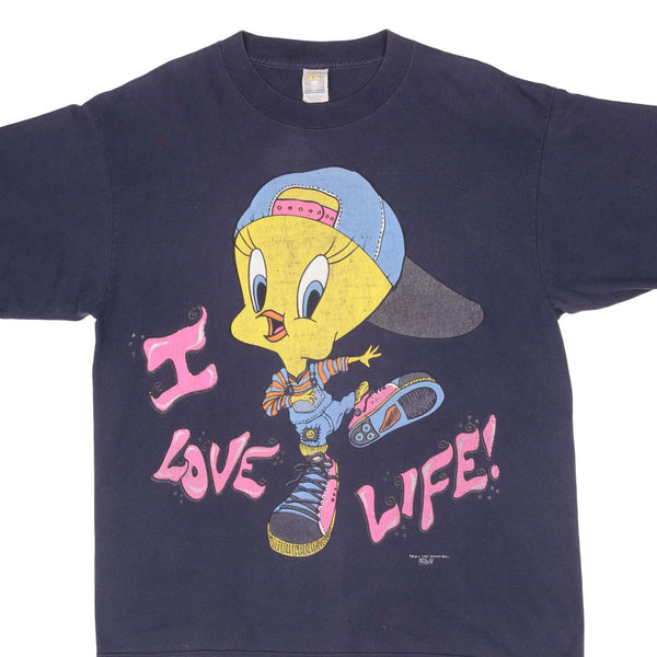 Vintage Looney Tunes Tweety I Love Life By Freeze Tee Shirt 1995 Size XL