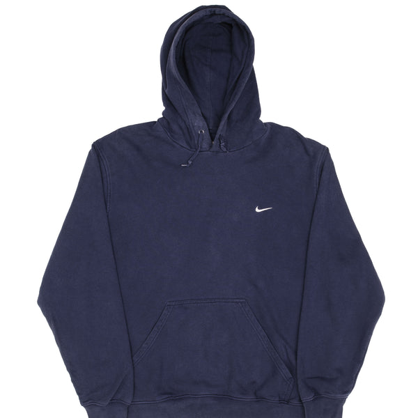 Vintage Nike Classic Swoosh Navy Hoodie Sweatshirt 2000S Size XL
