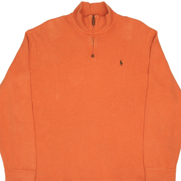 Vintage Polo Ralph Lauren Orange Quarter 1/4 Zip Sweater 1990S Size 2XL