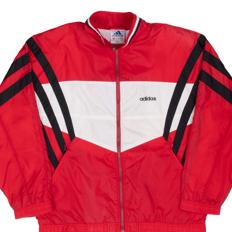 Vintage Adidas Red & White Windbreaker Jacket 1990S Size Large