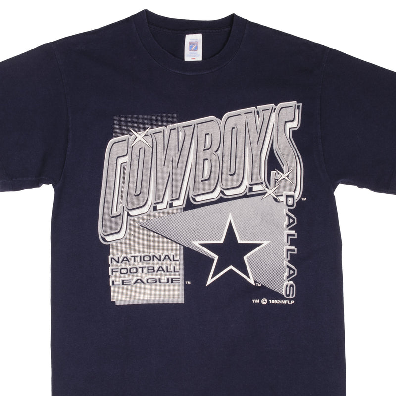 Vintage Nfl Dallas Cowboys 1992 Logo 7 Tee Shirt Size Medium With Single Stitch Sleeves