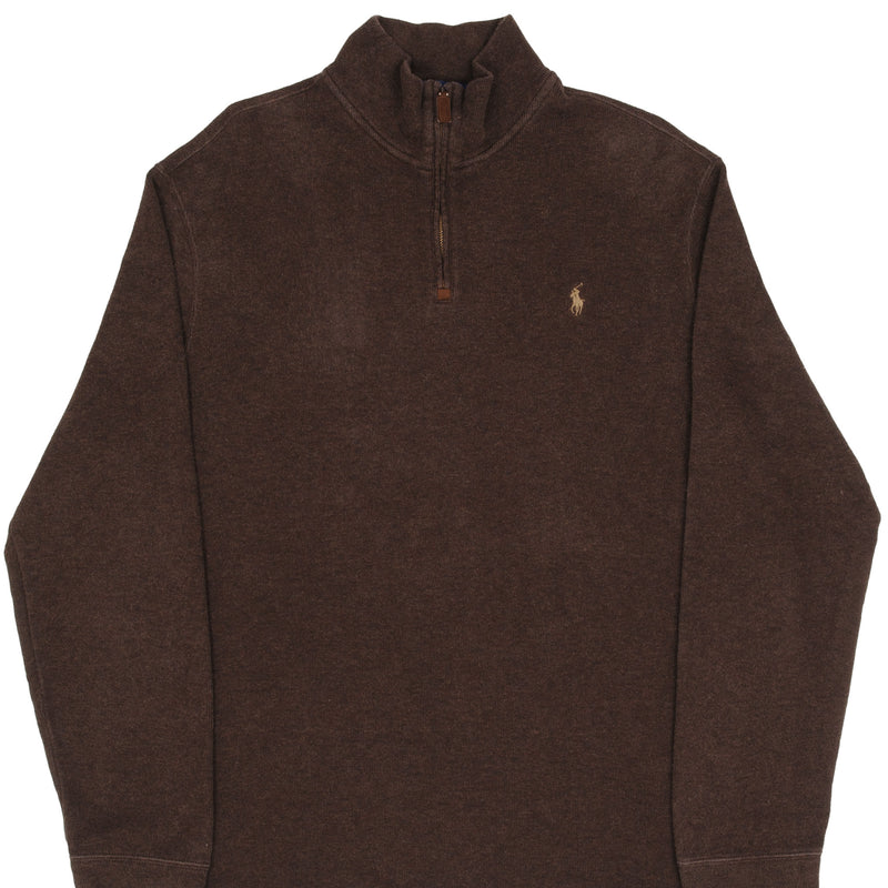 Polo Ralph Lauren Brown Quarter 1/4 Zip Sweater Size XL