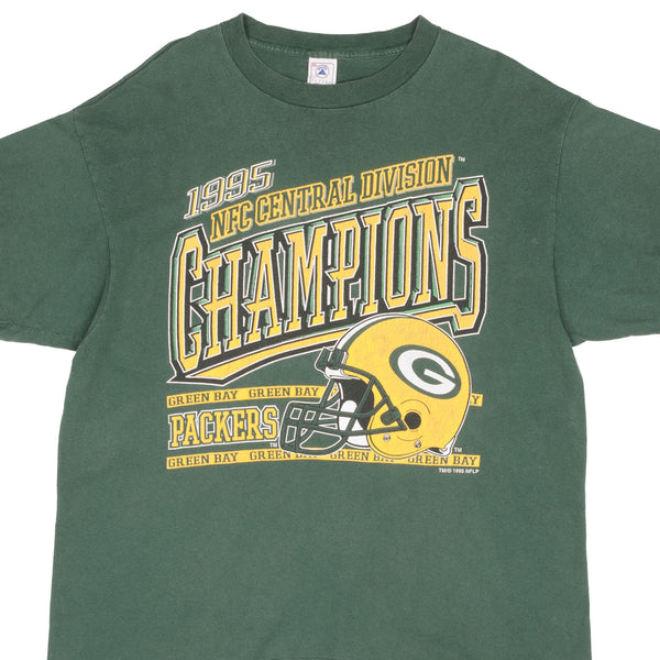 Vintage NFL Green Bay Packers NFC Champions 1995 Tee Shirt Size XL Made In USA With Single Stitch Sleeves