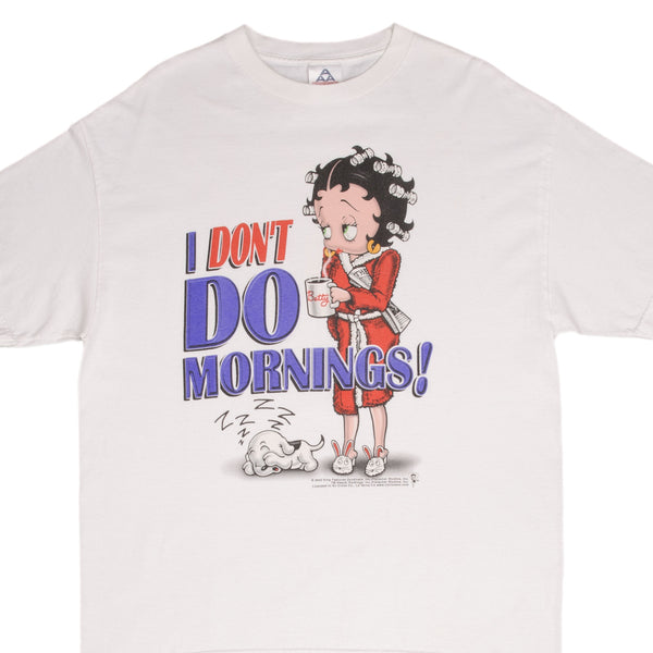 Vintage Betty Boop I Don't Do Morning Tee Shirt 2002 Size XL