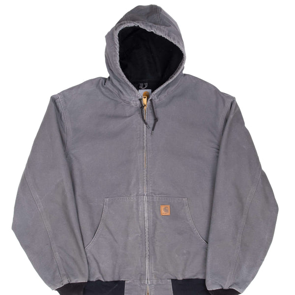 Vintage Carhartt Grey J208 GVL Active Jacket With Hood 2000S Size XL