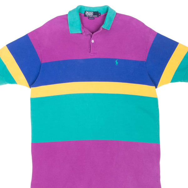 Vintage Polo Ralph Lauren Multicolor Polo Shirt Size Large Made In Usa