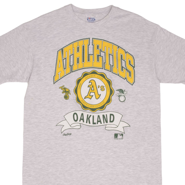 Vintage MLB Oakland Athletics Tee Shirt 1991 Size Large Made In USA With Single Stitch Sleeves