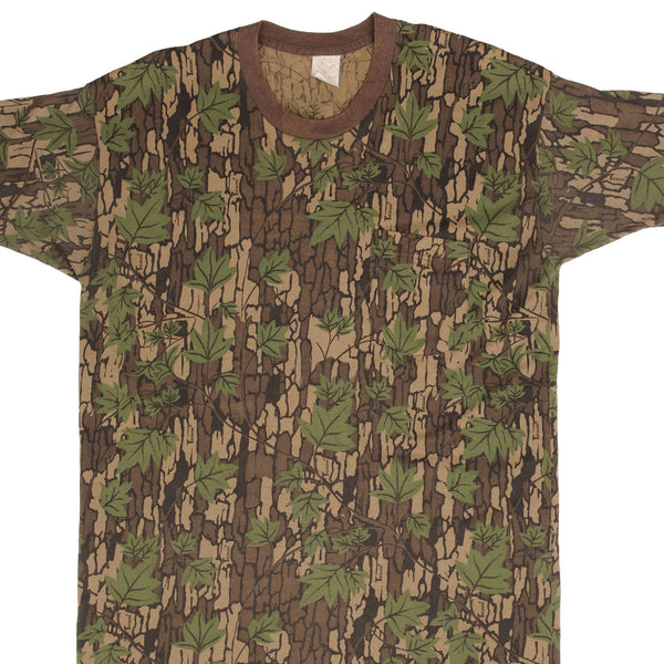 Vintage Hunting Trebark Camo Pocket Tee Shirt 1990S Size Medium Made In USA With Single Stitch Sleeves