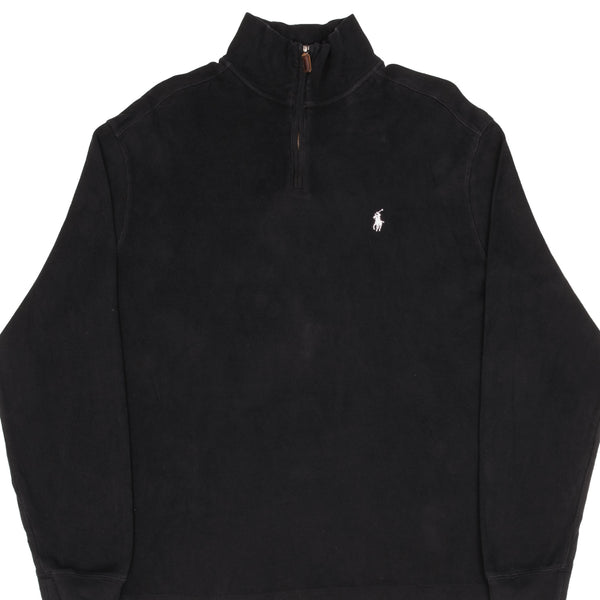 SUÉTER VINTAGE POLO RALPH LAUREN BLACK QUARTER CON CREMALLERA 1/4, AÑOS 90, TALLA XL