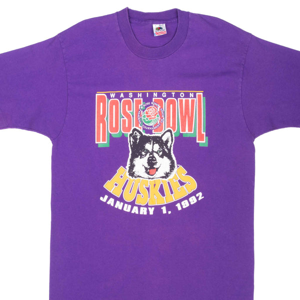 Vintage Ncaa Washington Huskies Rose Bowl 1992 Tee Shirt Size Medium Made In Usa