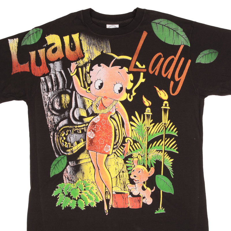 Bootleg Betty Boop Luau Lady Hawaiian All Over Print Tee Shirt Size XL Single Stitch