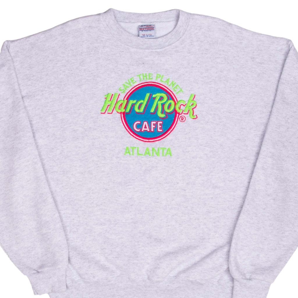 Vintage Hard Rock Cafe Save The Planet Atlanta Grey Sweatshirt 1990S Size XL