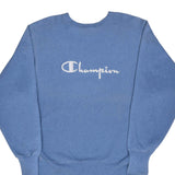 Vintage Champion Reverse Weave Spellout Blue Sweatshirt 1990S Size Large Made In Usa