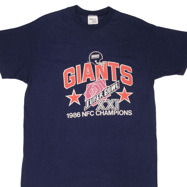 Vintage NFL New York Giants NFC Champions 1986 Super Bowl XXI Tee Shirt Size Large Made In USA With Single Stitch Sleeves