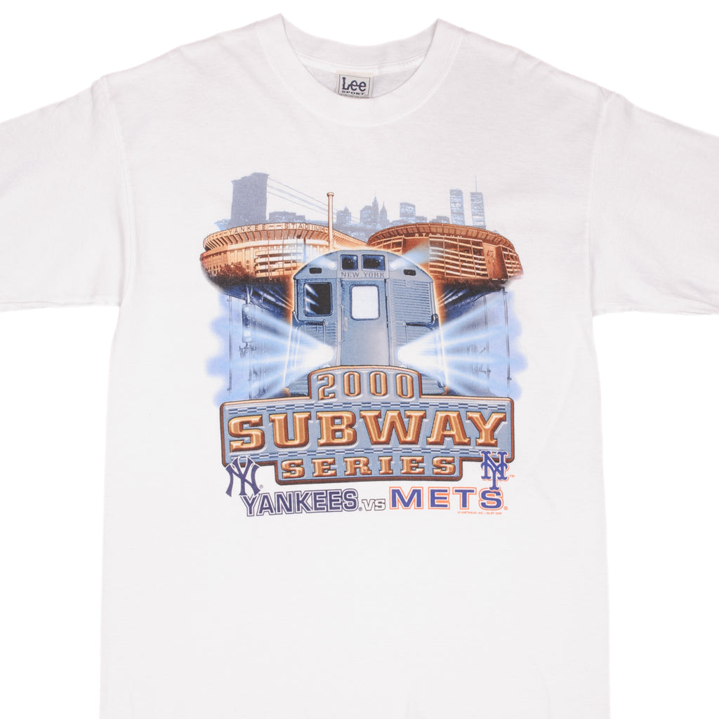 Vintage Mlb New York NY Yankees Vs NY Mets Subway Series Tee Shirt 2000 Size Large