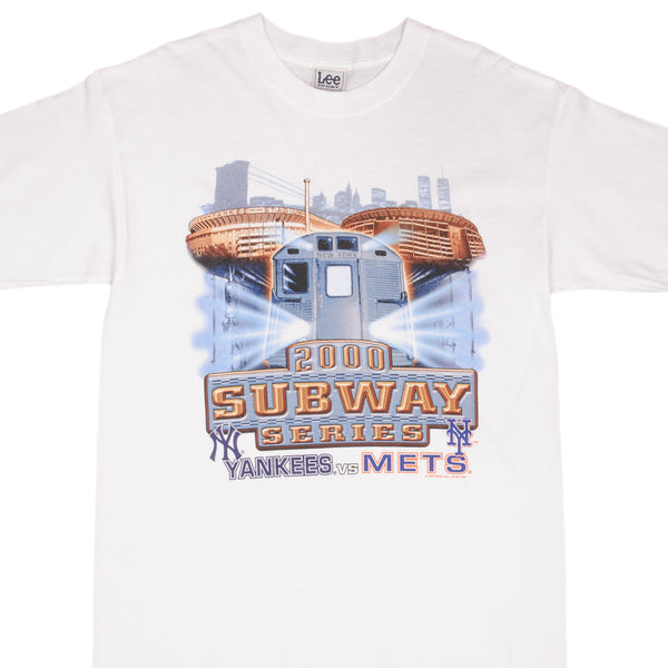 Vintage Mlb New York NY Yankees Vs NY Mets Subway Series Tee Shirt 2000 Size Large