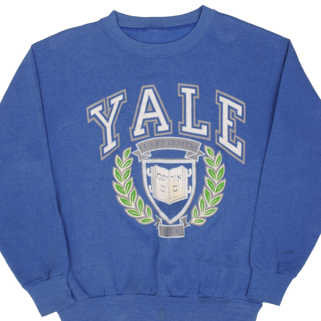 SUDADERA AZUL VINTAGE DE LA UNIVERSIDAD DE YALE, AÑOS 90, TALLA MEDIANA