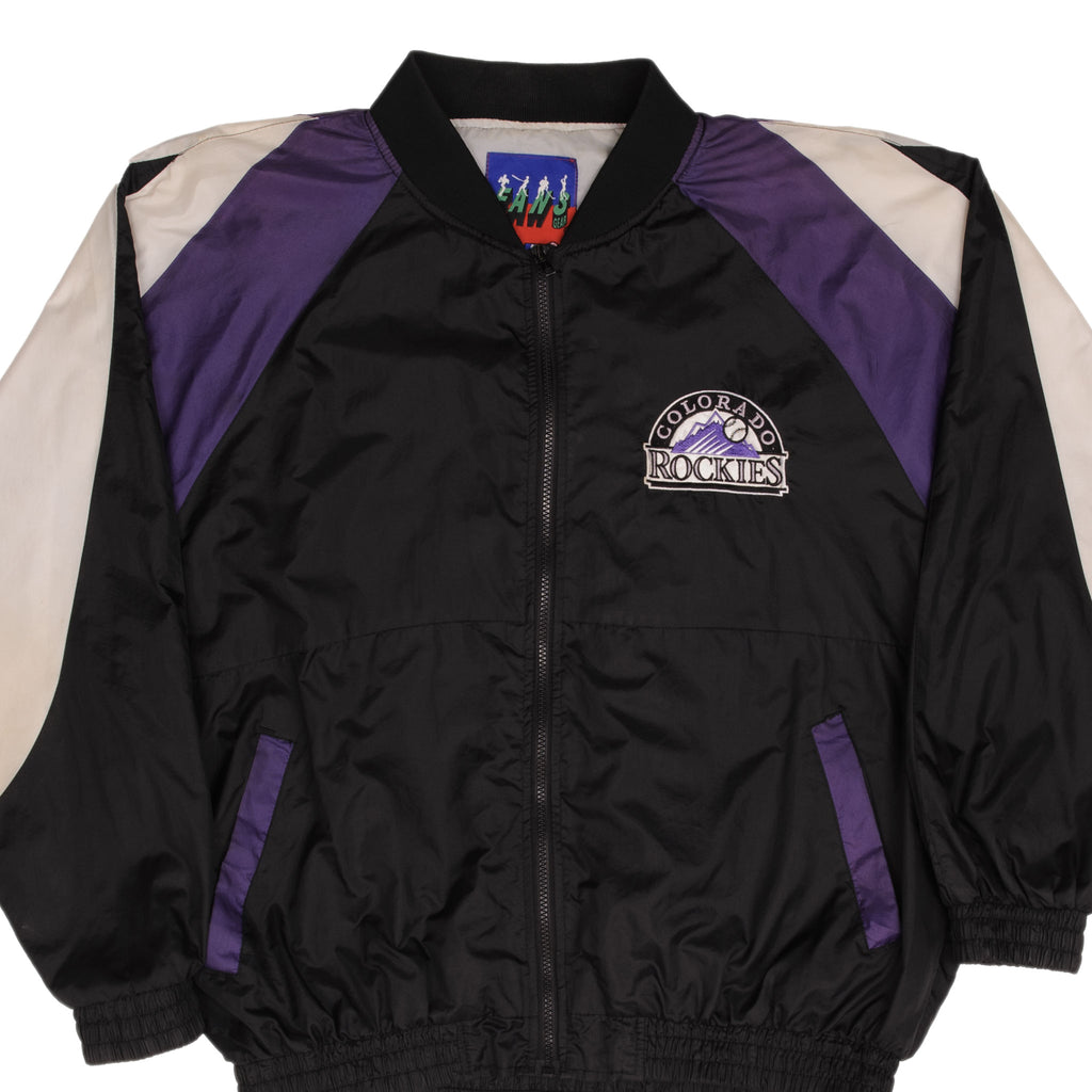 Vintage Mlb Colorado Rockies Nylon Windbreaker Jacket 1990S Size Large