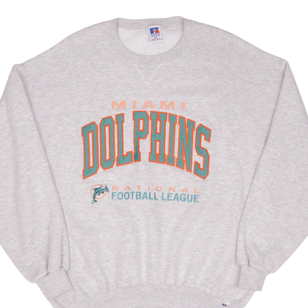 Vintage Nfl Miami Dolphins Embroidered 1990S Sweatshirt Size 2XL Made In Usa