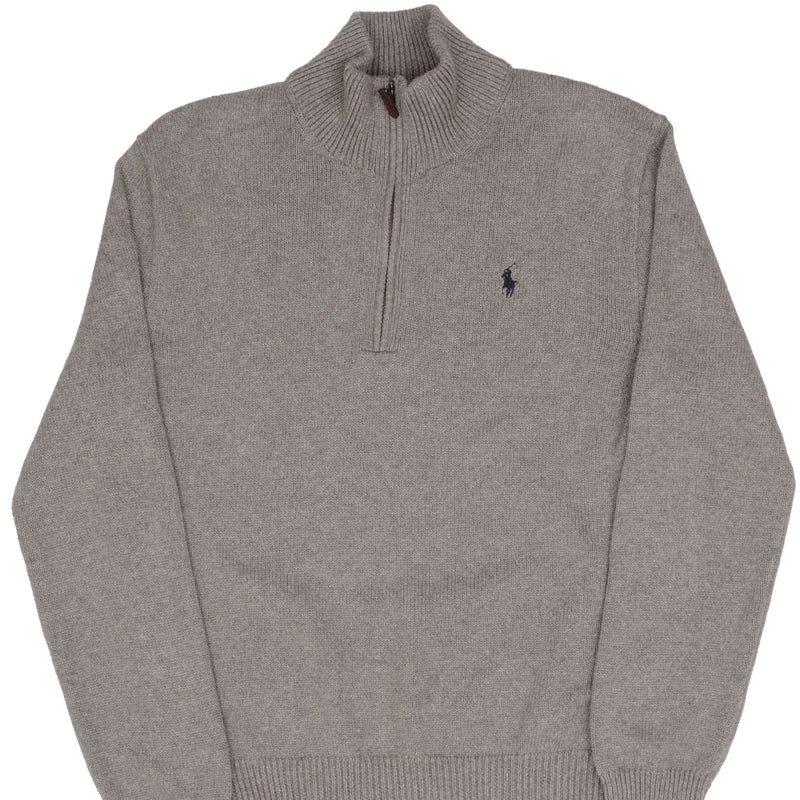 Polo Ralph Lauren Grey Knit Quarter 1/4 Zip Sweater Size Small