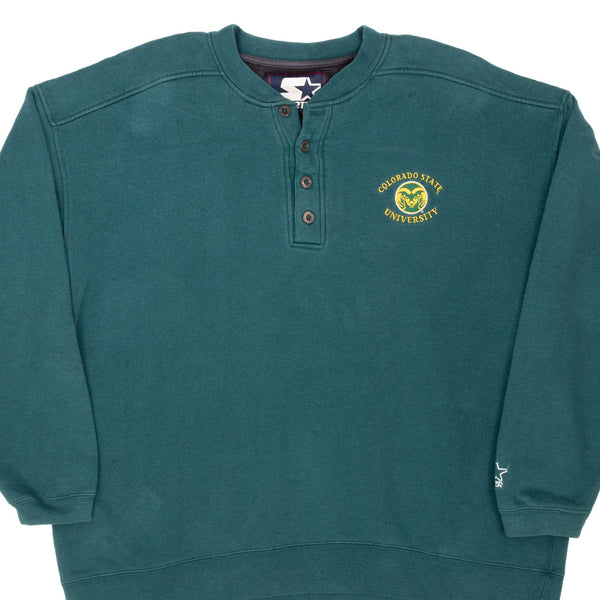 Vintage Colorado State University Henley Green Sweatshirt 1990S Size XL