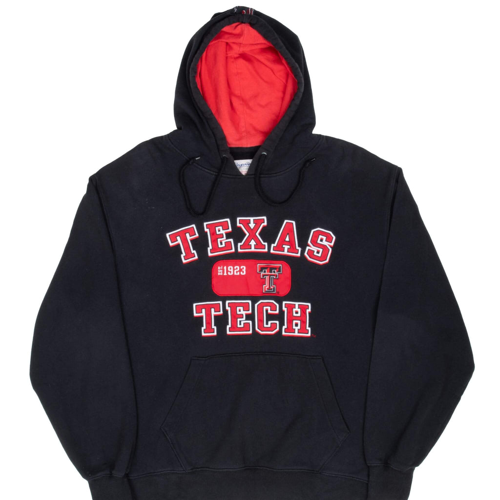 Vintage Texas Tech Red Raiders Champion Black Hoodie Sweatshirt 2000S Size Large