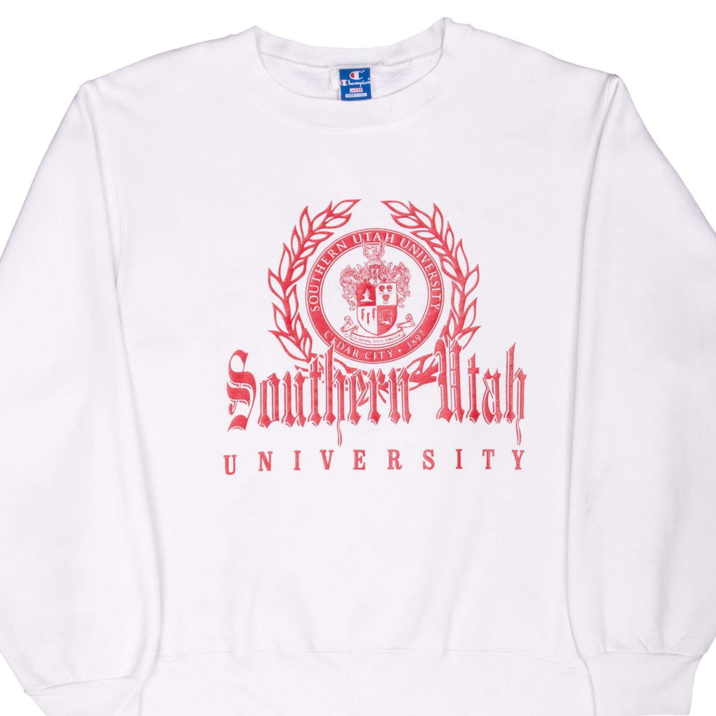 Vintage Champion Southern Utah University White Sweatshirt 1980S Size Large Made In Usa