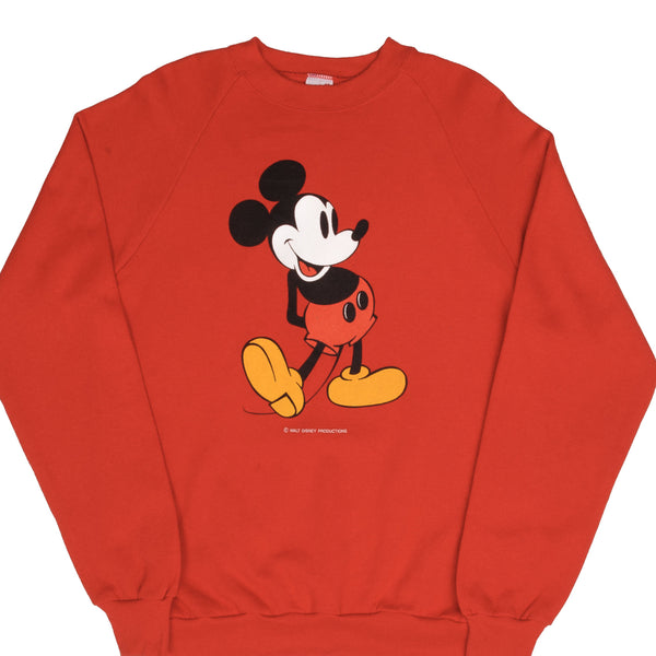 Vintage Disney Mickey Mouse Red Sweatshirt Size Large Made In USA 1980S