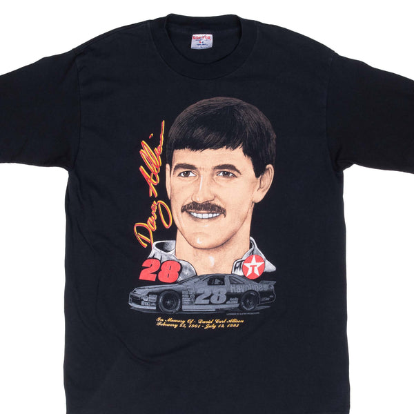 Vintage Nascar Davey Allison 1993 Memorial Tee Shirt Size Large Made In Usa With Single Stitch Sleeves