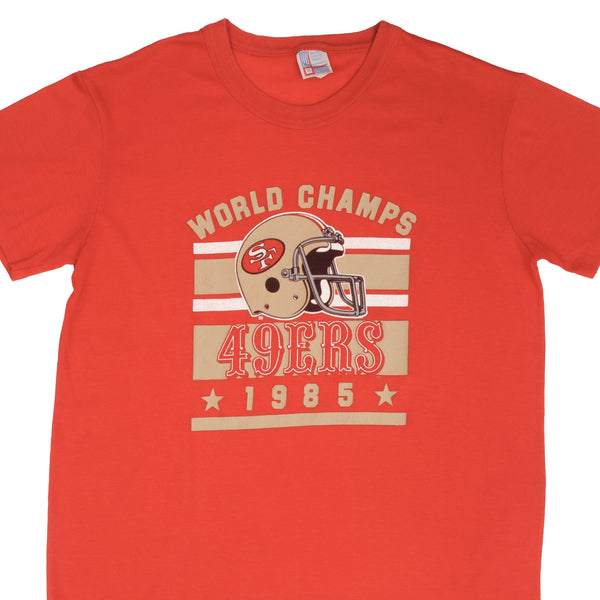 Vintage NFL San Francisco 49Ers Champions 1985 Tee Shirt Size Large Made In USA With Single Stitch Sleeves