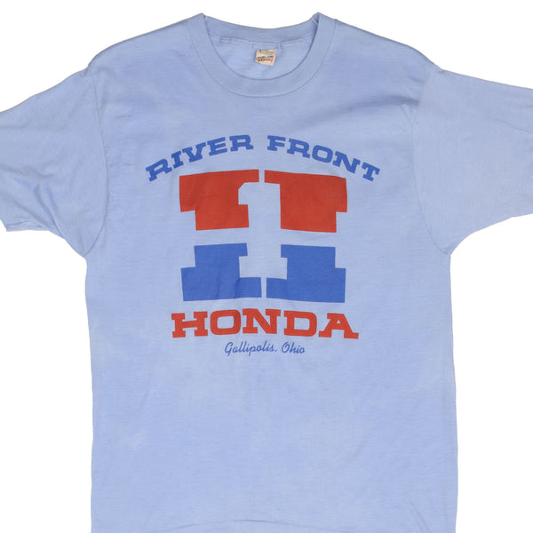 Vintage Honda HRC River Front Tee Shirt 1980S Size Medium Made In USA With Single Stitch Sleeves