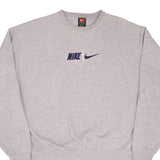 Vintage Nike Spellout Swoosh Grey Crewneck Sweatshirt 1990S Size Large