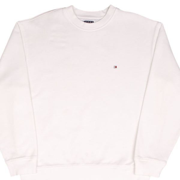 Vintage Tommy Hilfiger White Crewneck Sweatshirt 2000S Size Small