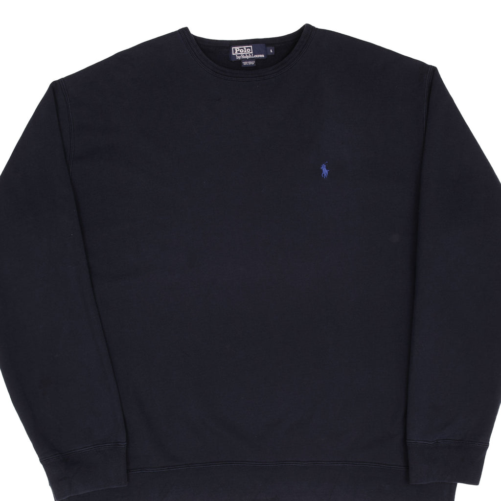 Vintage Ralph Lauren Navy Blue 1990S Classic Crewneck Sweatshirt Size Large